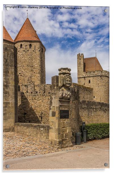 Narbonnaise Gate Carcassonne   Acrylic by colin chalkley
