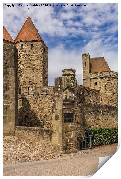 Narbonnaise Gate Carcassonne   Print by colin chalkley