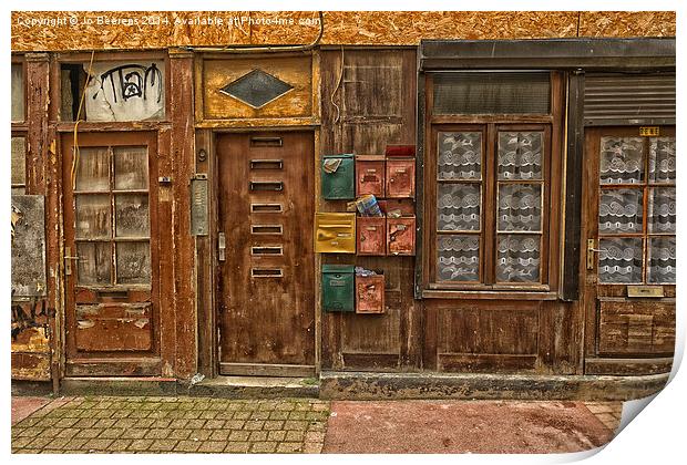 letter boxes Print by Jo Beerens