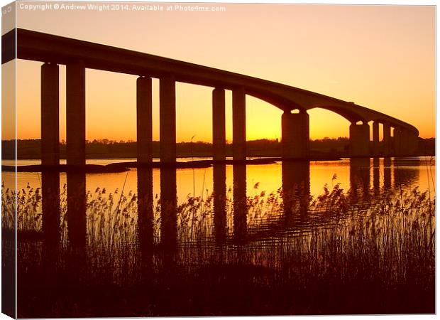  Dusk At The Orwell Bridge Canvas Print by Andrew Wright