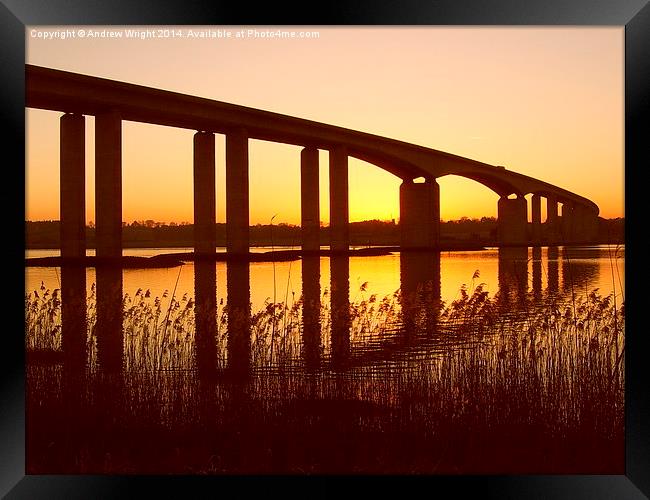  Dusk At The Orwell Bridge Framed Print by Andrew Wright