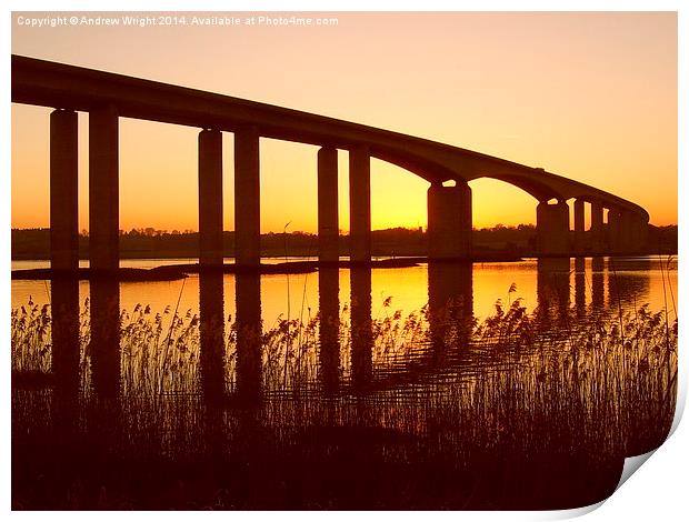  Dusk At The Orwell Bridge Print by Andrew Wright