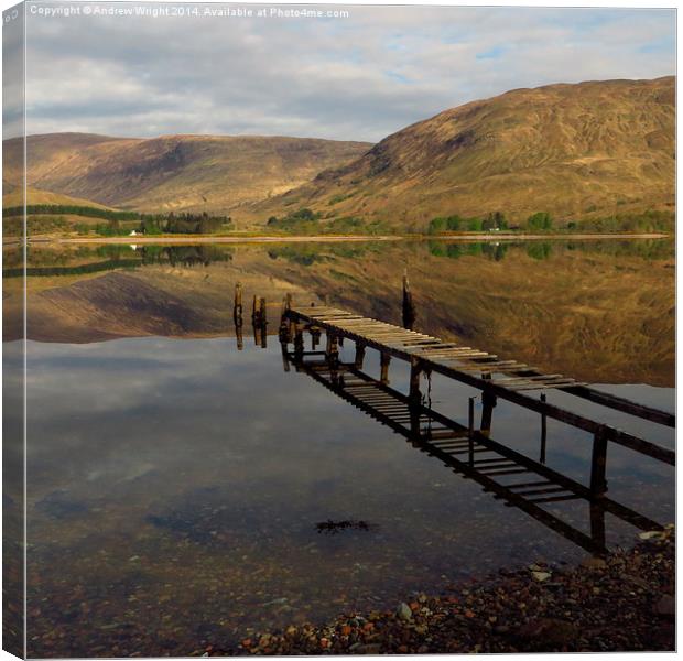  Mirror Image, Loch Linnhe, Scotland Canvas Print by Andrew Wright