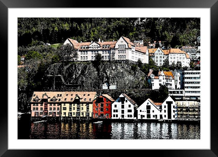  ‘Arriving at Bergen’ Norway, as a painting Framed Mounted Print by Frank Irwin