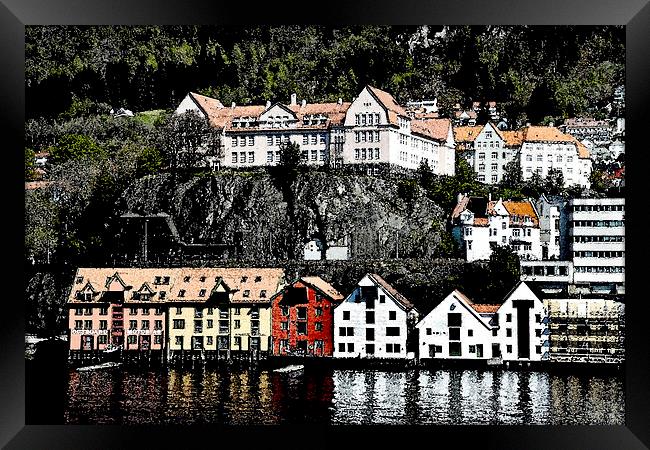  ‘Arriving at Bergen’ Norway, as a painting Framed Print by Frank Irwin