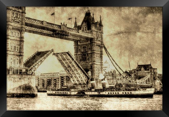 Tower bridge and the Waverley Vintage Framed Print by David Pyatt