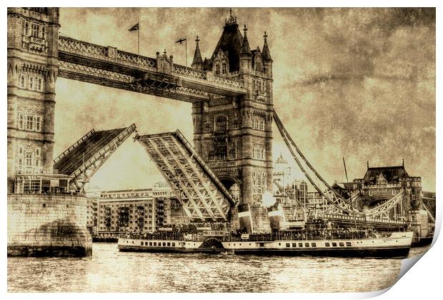 Tower bridge and the Waverley Vintage Print by David Pyatt