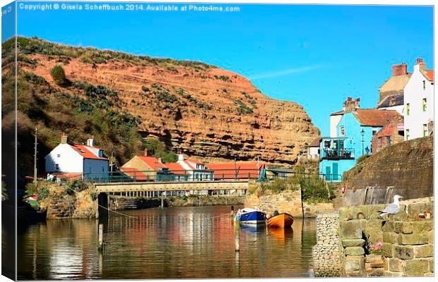  Staithes in the Evening Canvas Print by Gisela Scheffbuch