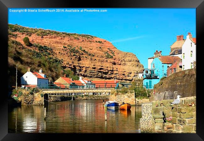  Staithes in the Evening Framed Print by Gisela Scheffbuch