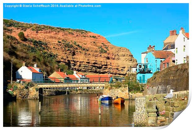  Staithes in the Evening Print by Gisela Scheffbuch