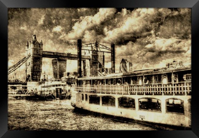 Tower Bridge and the Elizabethan Vintage Framed Print by David Pyatt