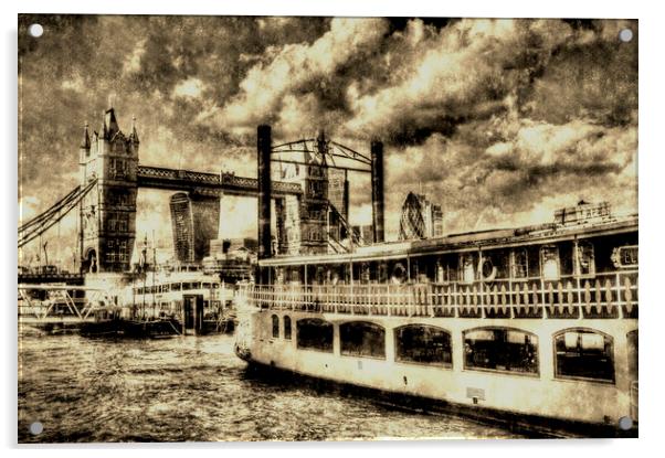 Tower Bridge and the Elizabethan Vintage Acrylic by David Pyatt