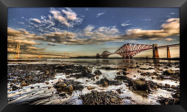  Forth Bridges from the beach Framed Print by Lorraine Paterson