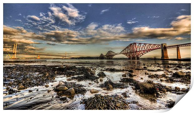 Forth Bridges from the beach Print by Lorraine Paterson