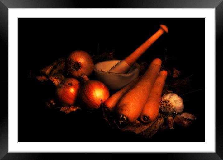 Morter and Pestle Framed Mounted Print by Simon Gladwin