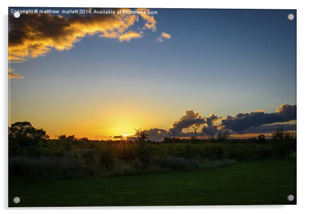  Sunset Cloud Reflection Over Clacton Windfarm Acrylic by matthew  mallett