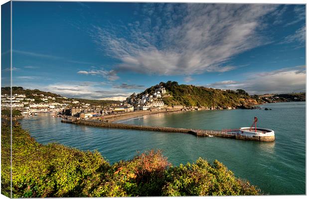  Clouds gather over Looe and the Banjo Pier early  Canvas Print by Rosie Spooner