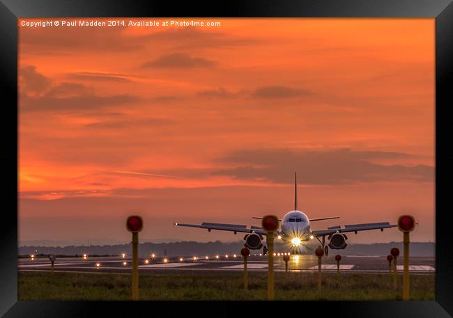 Liverpool Airport at sunset Framed Print by Paul Madden