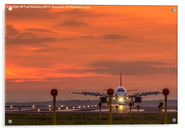 Liverpool Airport at sunset Acrylic by Paul Madden