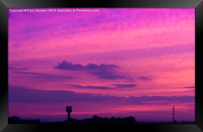 Purple skies over Liverpool Airport Framed Print by Paul Madden