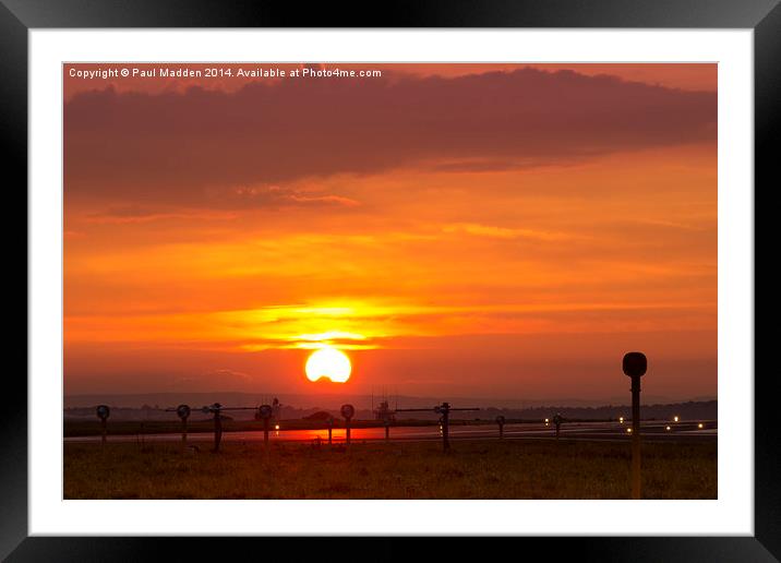 Sunset at Liverpool Airport Framed Mounted Print by Paul Madden