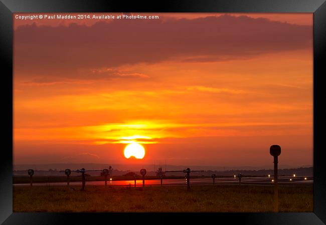 Sunset at Liverpool Airport Framed Print by Paul Madden