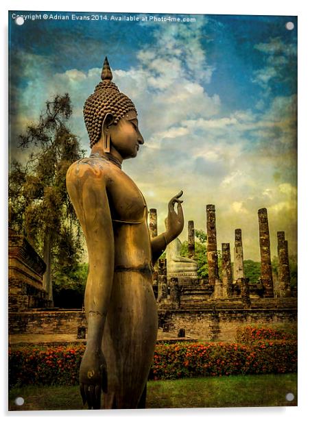 Sukhothai Buddha Acrylic by Adrian Evans