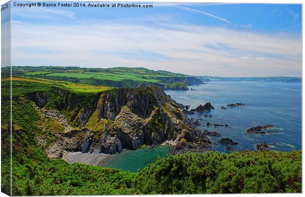  Penrhyn Erw-goch and Fishguard Bay Canvas Print by Barrie Foster