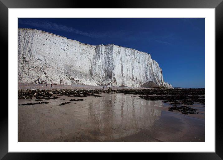  Chalk cliffs rising above the beach Framed Mounted Print by Stephen Prosser