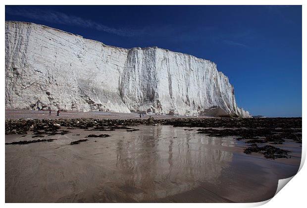  Chalk cliffs rising above the beach Print by Stephen Prosser
