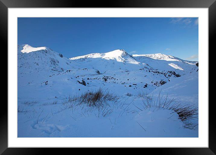  Snow clad mountain in winter, North Wales Framed Mounted Print by Stephen Prosser