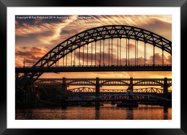 Tyne Bridge Sunset Framed Mounted Print by Ray Pritchard