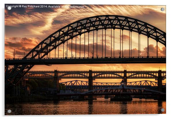 Tyne Bridge Sunset Acrylic by Ray Pritchard
