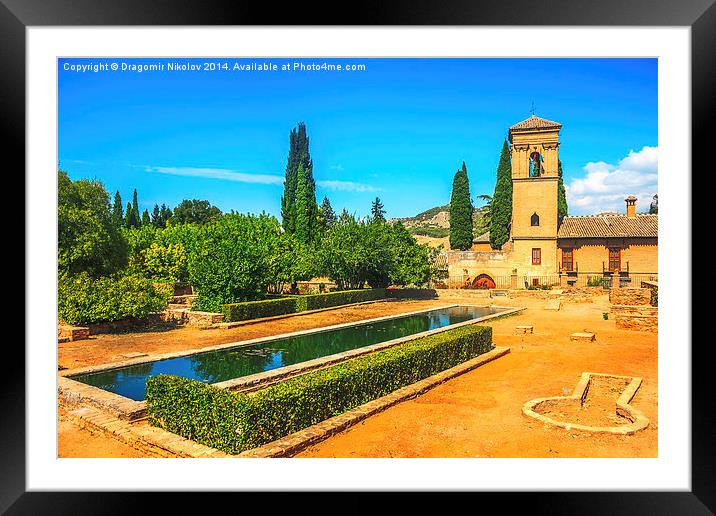Gardens of La Alhambra in Granada, Spain Framed Mounted Print by Dragomir Nikolov
