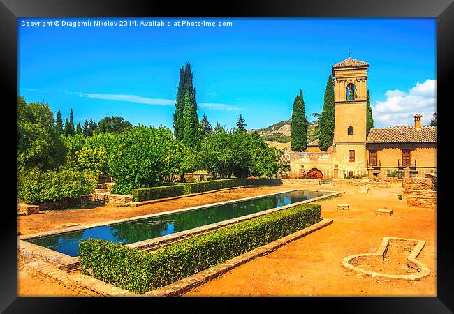 Gardens of La Alhambra in Granada, Spain Framed Print by Dragomir Nikolov
