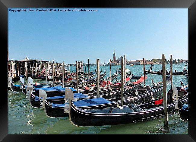  Venetian Gondolas. Framed Print by Lilian Marshall