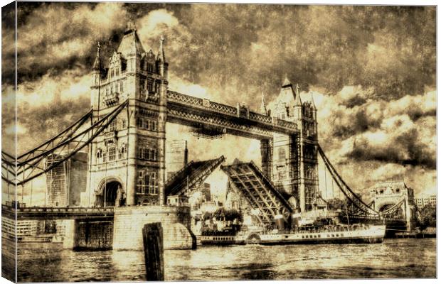 Tower Bridge Vintage Canvas Print by David Pyatt