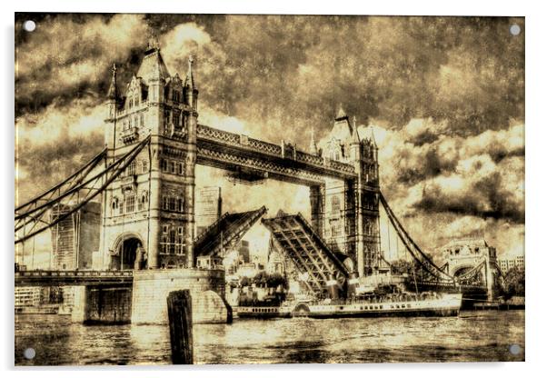 Tower Bridge Vintage Acrylic by David Pyatt