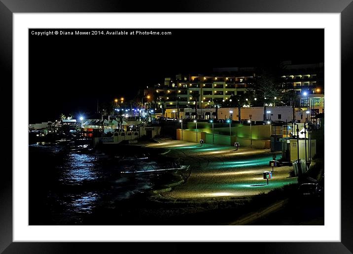  Malta by Night Framed Mounted Print by Diana Mower