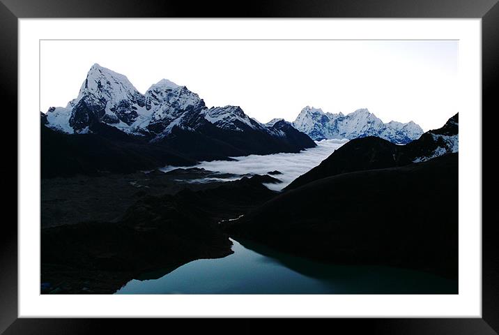 Sunrise over the Himalayas Framed Mounted Print by Heath Birrer