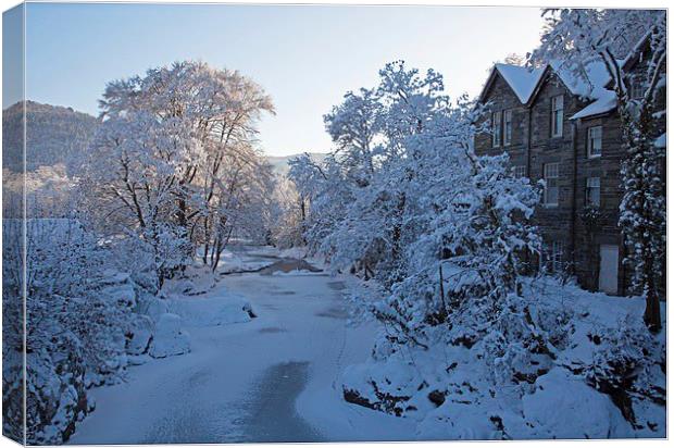  Frozen river, Betsw-y-coed Canvas Print by Stephen Prosser