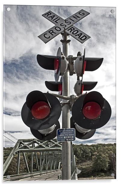  Rail Road Crossing Acrylic by Tom and Dawn Gari