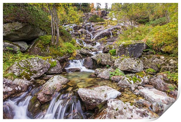 Waterfall near Morskie oko Print by Laco Hubaty