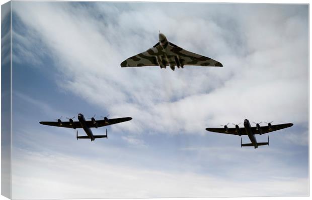 Three Avro bombers: Vulcan and Lancasters Canvas Print by Gary Eason