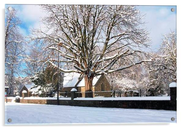 church in the snow Acrylic by Kayleigh Meek