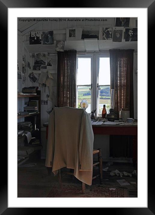  Dylan Thomas. Inside The Writing Shed. Laugharne. Framed Mounted Print by paulette hurley