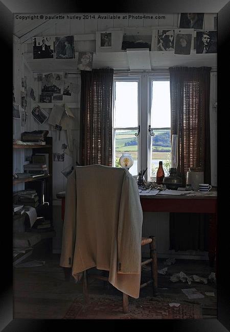  Dylan Thomas. Inside The Writing Shed. Laugharne. Framed Print by paulette hurley