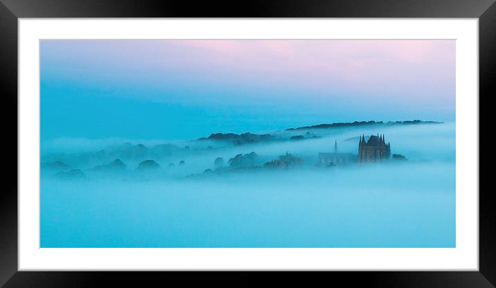  Misty Morning at Lancing College Chapel Framed Mounted Print by Simon West