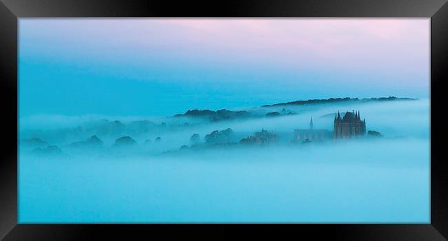  Misty Morning at Lancing College Chapel Framed Print by Simon West