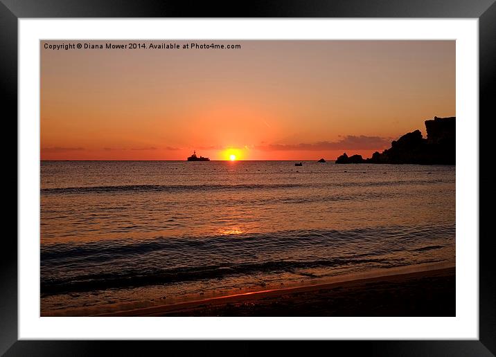  Golden bay Sunset Framed Mounted Print by Diana Mower